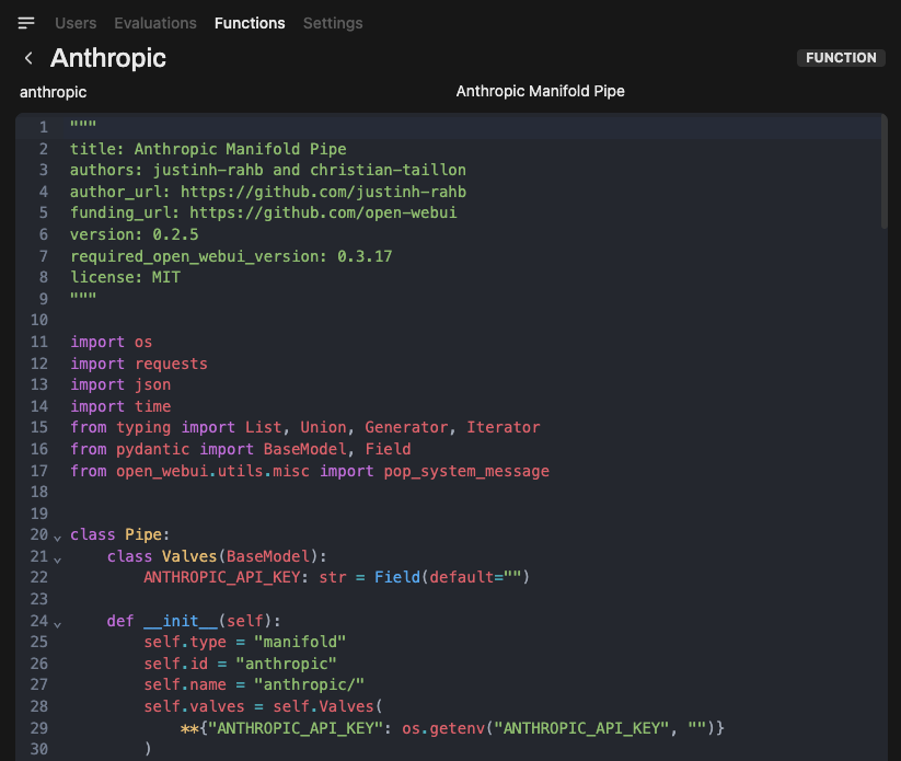 Open WebUI Pipelines-Editor: Custom Python-Funktion für Stil-Check und Konflikt-Suche